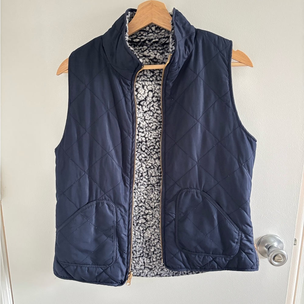 Dry Goods Navy Quilted Vest with Sherpa Lining